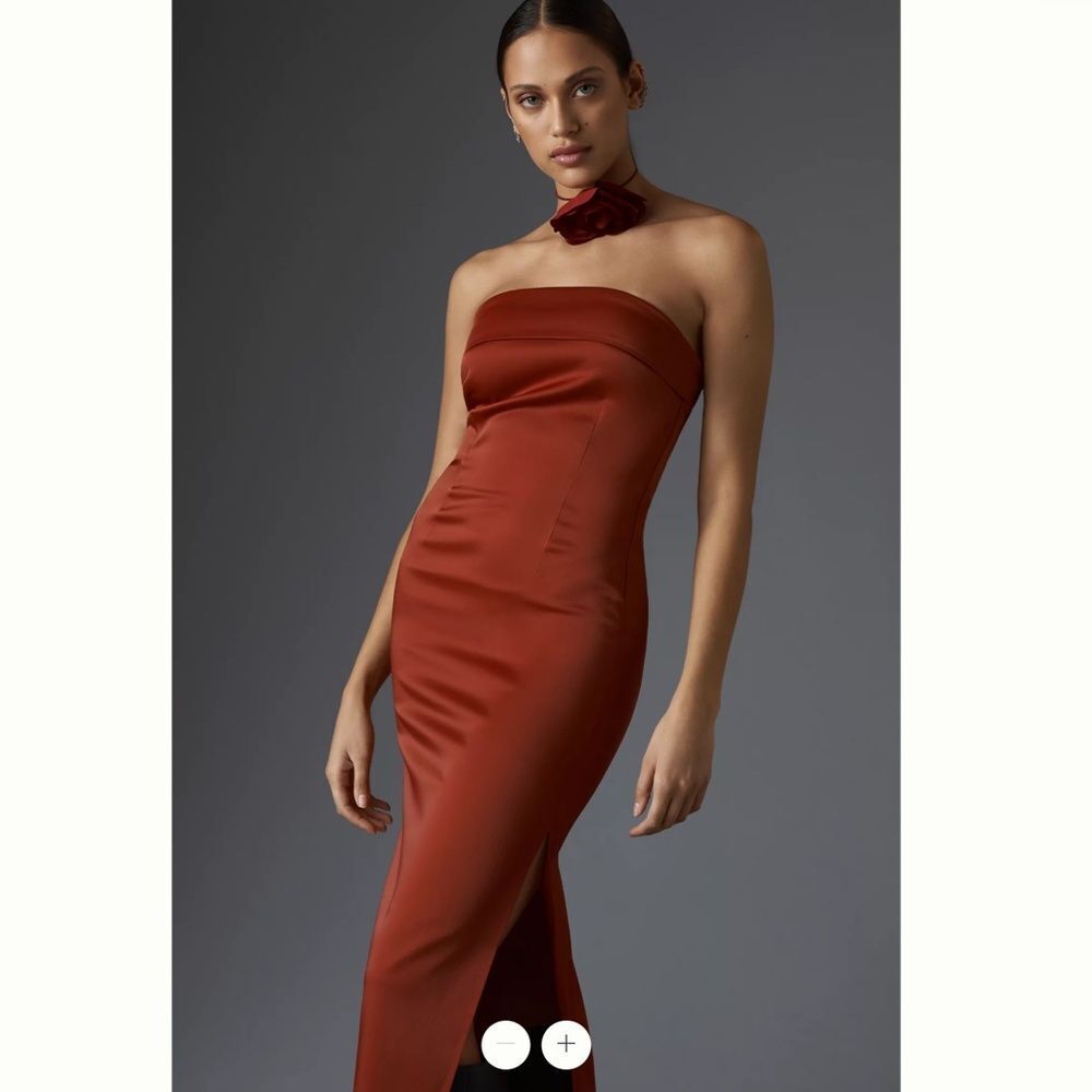 By Anthropologie Strapless Cowl-Back Midi Dress - Picture 3 of 4